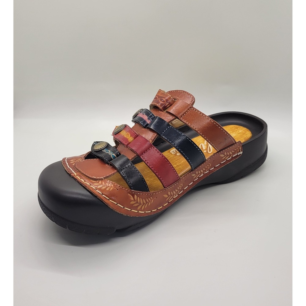 Elite by Corkys Heidi Leather Clog Sandal Women 7 Boho Comfy Vibrant Multicolor - Picture 9 of 16